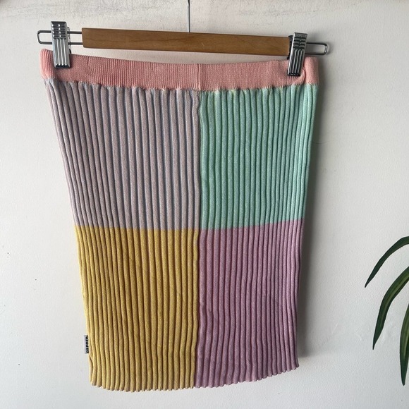 The Ragged Priest Skirt Womens Medium Pastel Colorful Ribbed Checkered Soft Girl - Picture 7 of 9